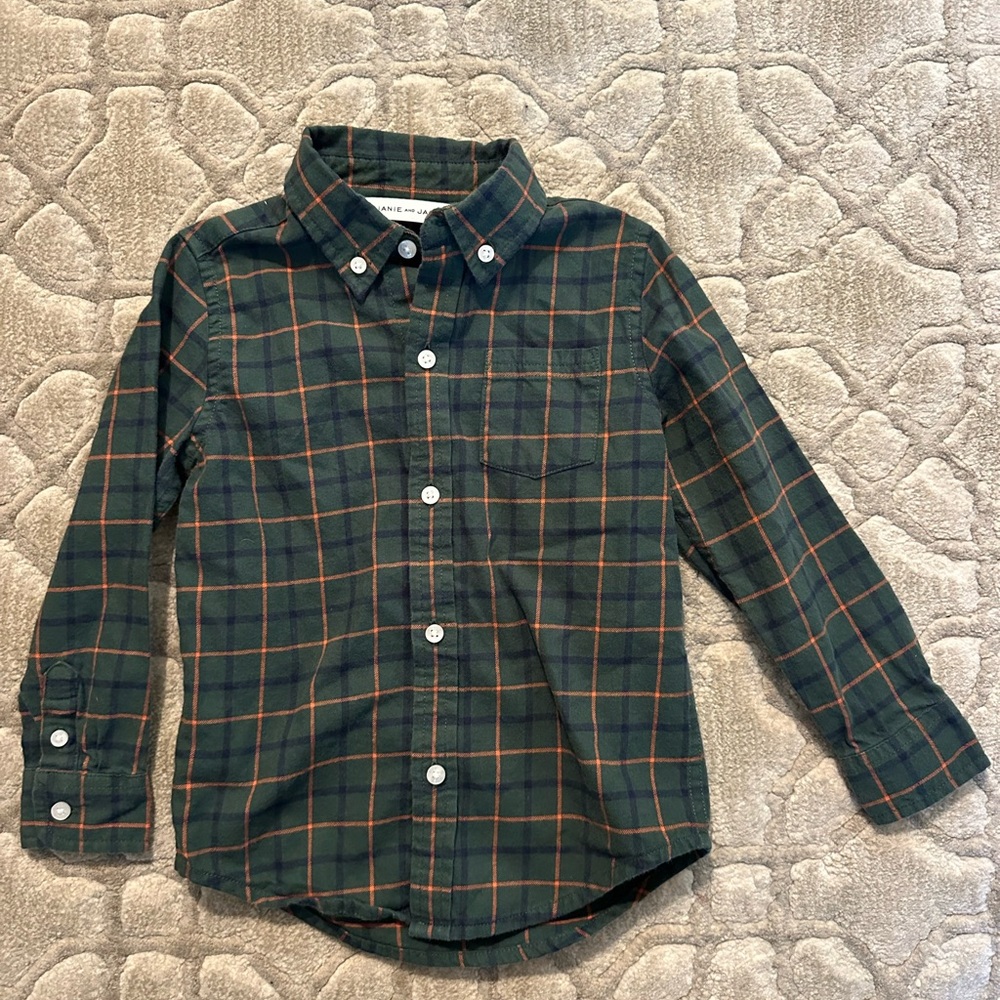 Janie and Jack boys plaid flannel button up - size 3 - never worn